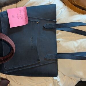 Portland Leather Navy Blue Leather Tote